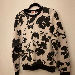 MSGM Black and White Floral Crewneck Sweater